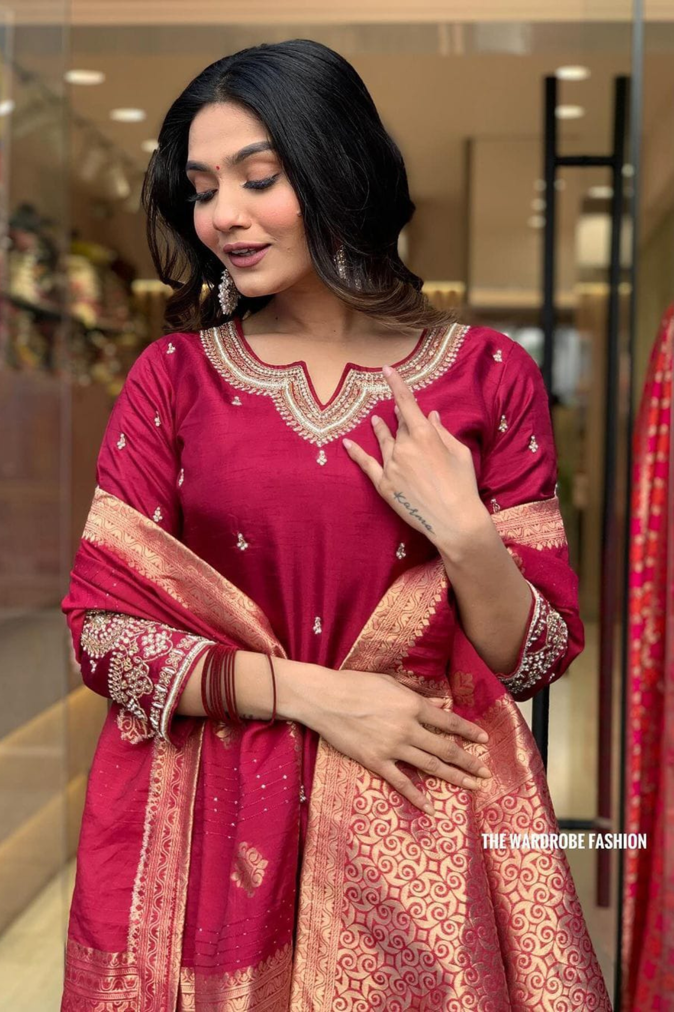 Attractive Chanderi Silk Embroidered Sequins Kurta with Pant & Jacquard Dupatta Suit