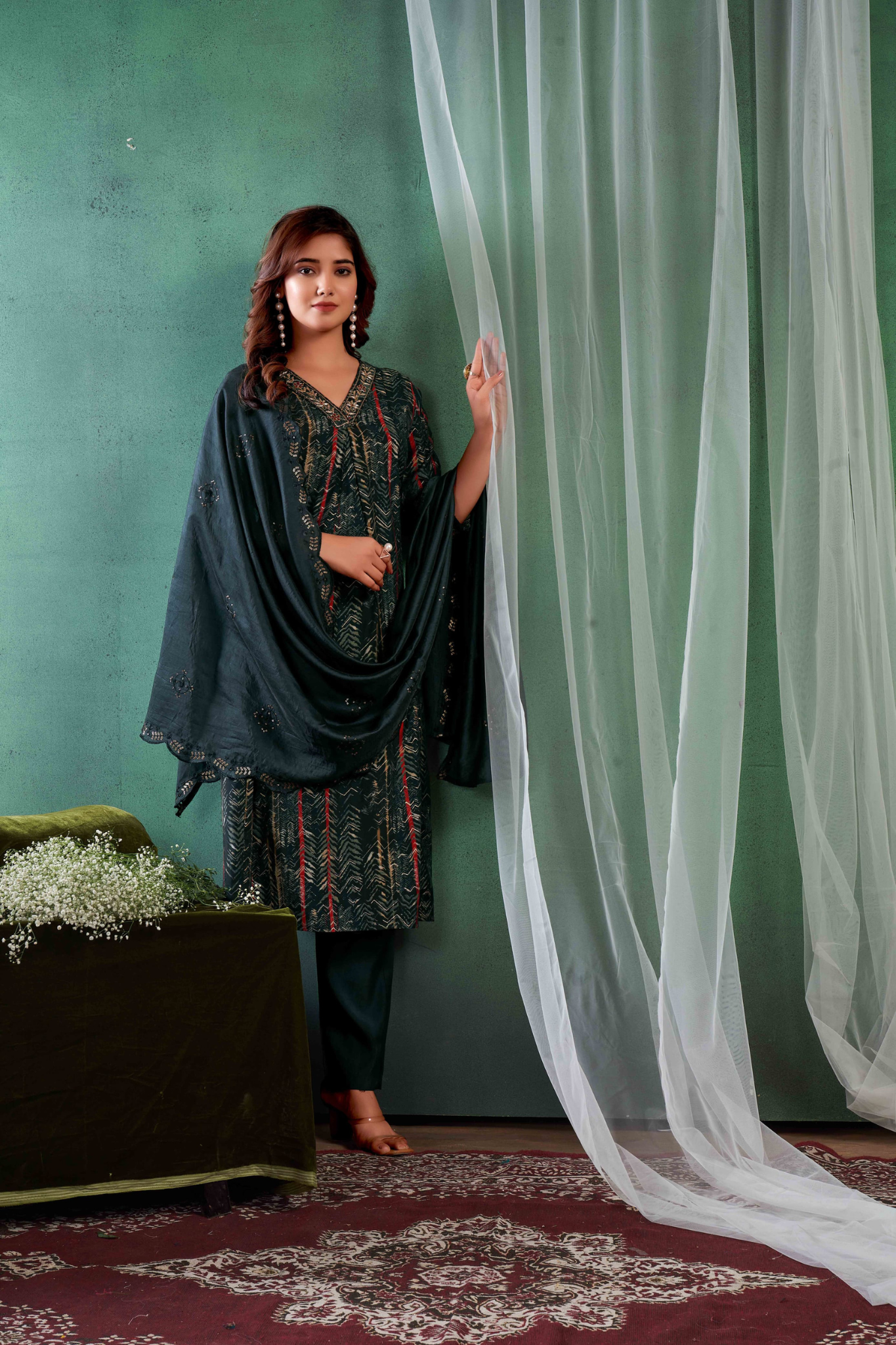 The Elegance Premium Modal Silk Handwork Kurta with Pant & Dupatta Suit