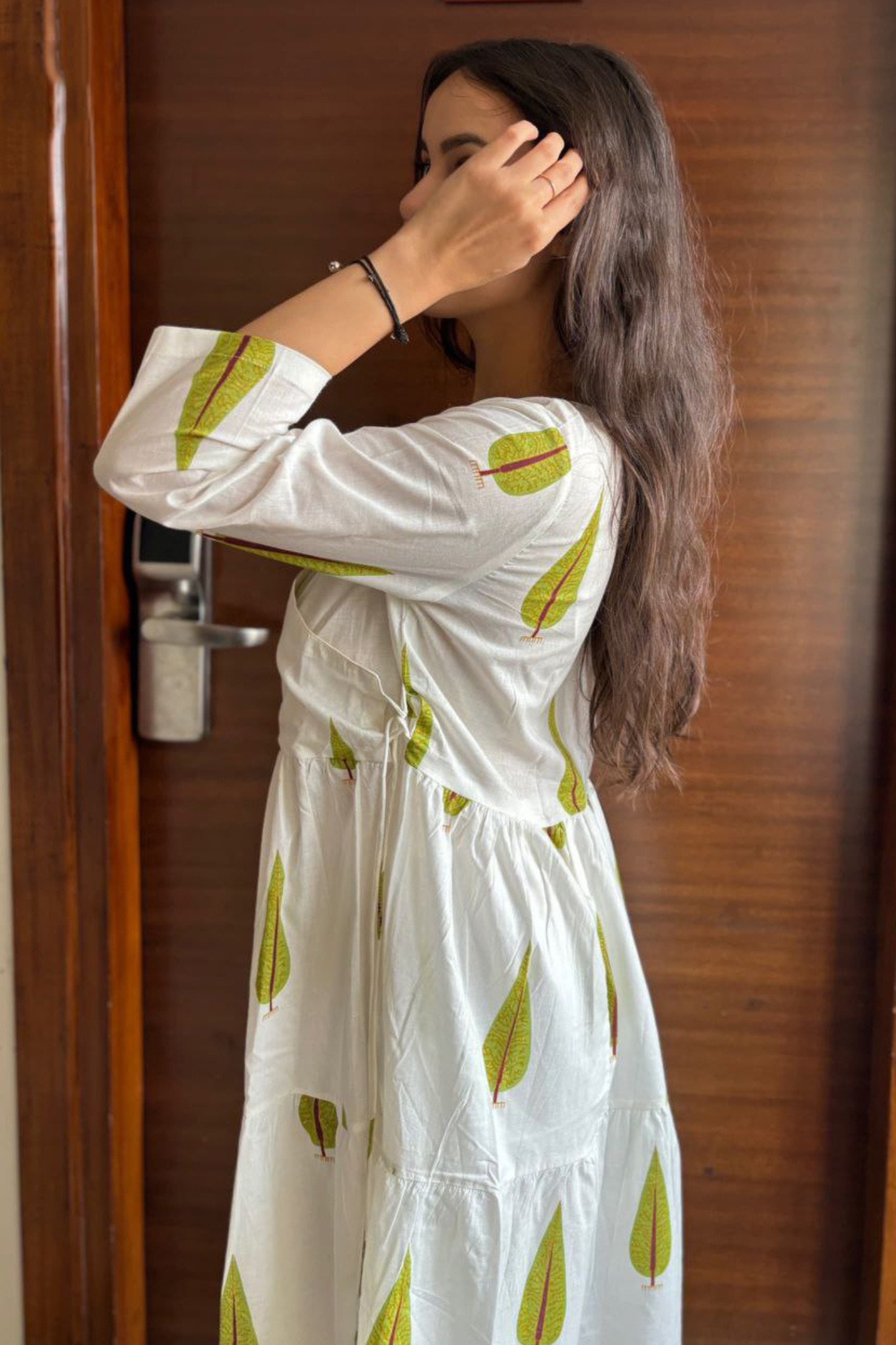 Angrakha Style Block Printed Mulmul Cotton Kurta with Palazzo & Dupatta