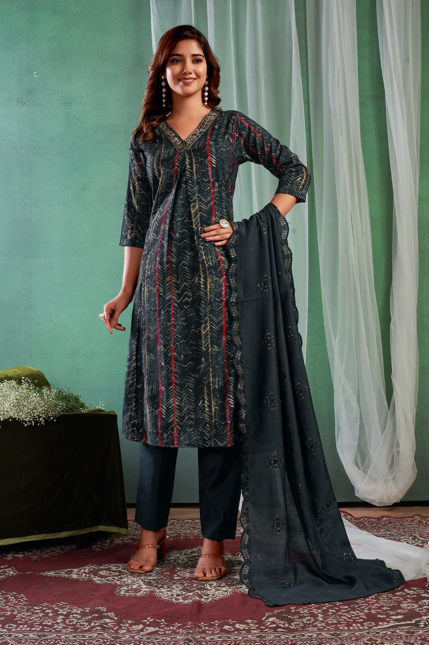 The Elegance Premium Modal Silk Handwork Kurta with Pant & Dupatta Suit